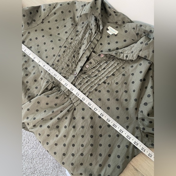 Sundance | Lively Days Army Green Polka Dot Tunic Blouse Feminine Cotton - Picture 7 of 7